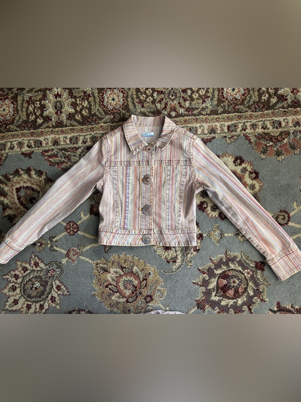 Vintage Y2K Azzure Love Life Denim Set Low Rise Jeans Fitted Crop Jacket M 30x36 - Picture 7 of 16